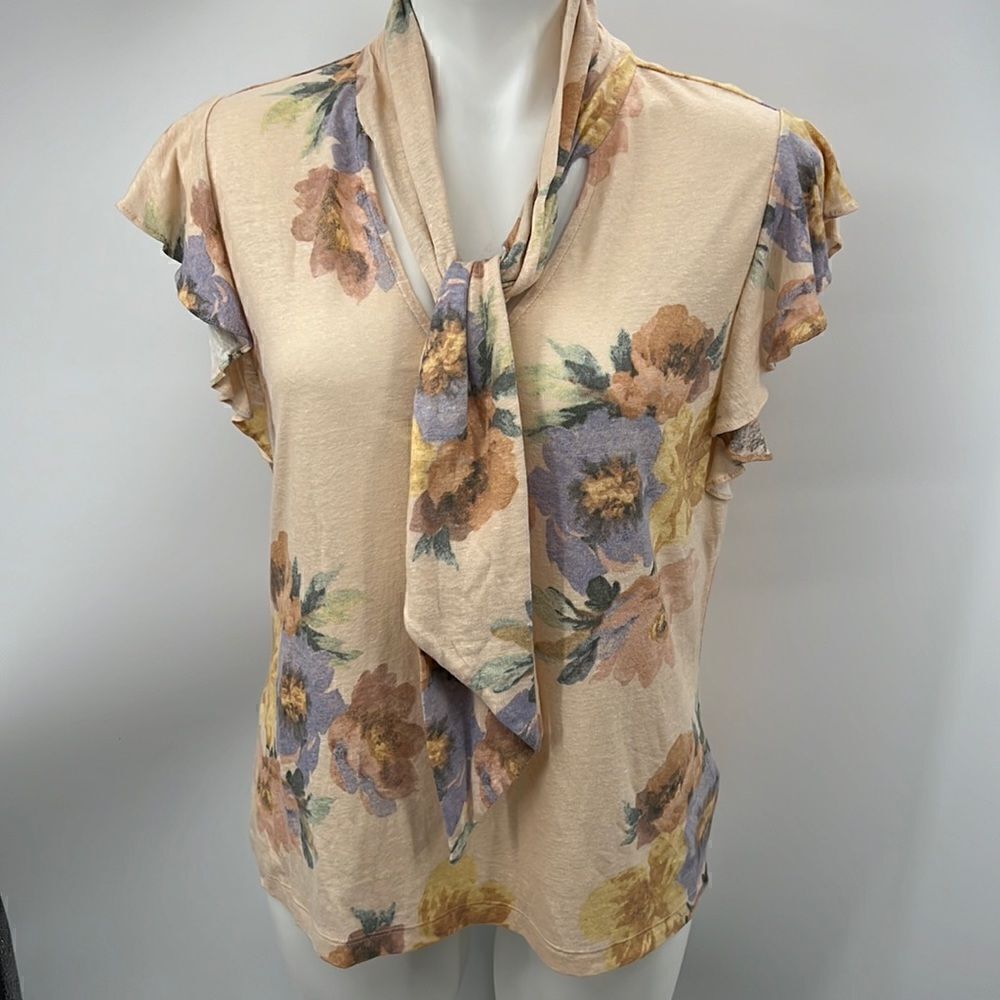 Ralph Lauren black label floral ruffle sleeve top